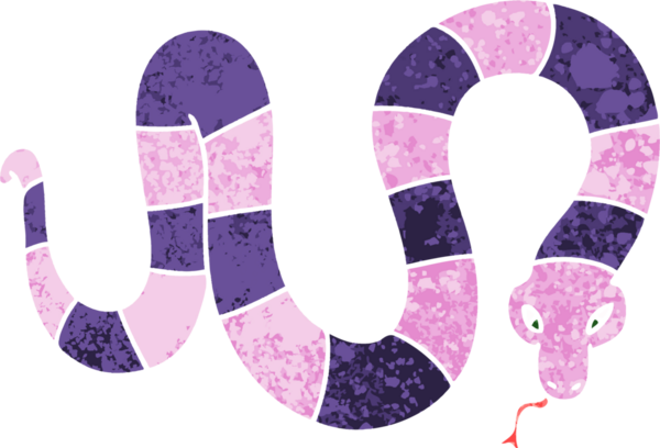 Retro illüstrasyon tarzı bir insan tarafından çizilmiş tuhaf çizgi film yılanı.