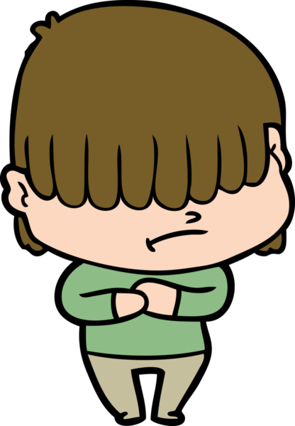 Bir insan tarafından çizilmiş dağınık saçlı çizgi film çocuğu.