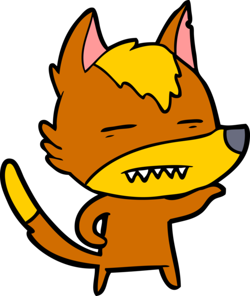 Bir insan tarafından çizilmiş tilki çizgi film karakteri