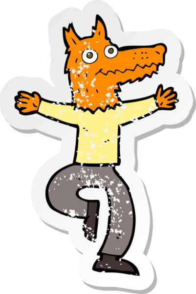 Bir insan tarafından çizilmiş tilki bir karikatürün gerilimli yapıştırması.