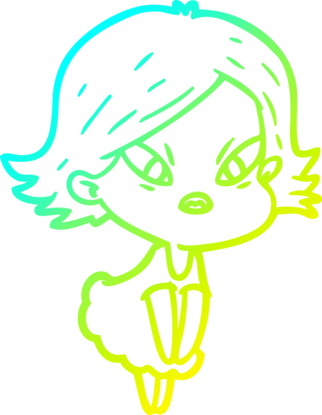 Bir insan tarafından çizilmiş soğuk gradyan çizgi çizimi stresli bir kadın