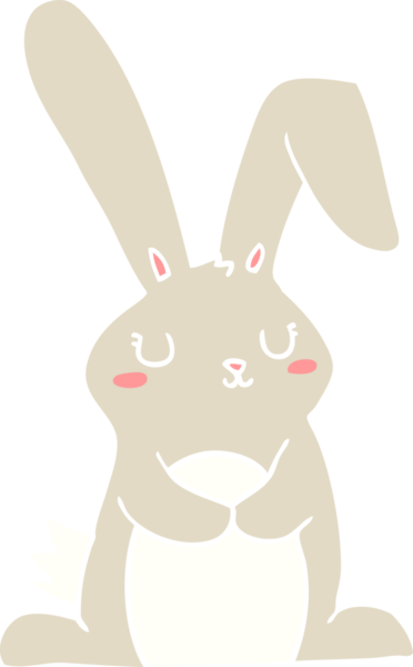 Bir insan tarafından çizilmiş düz renkli çizgi film tavşanı