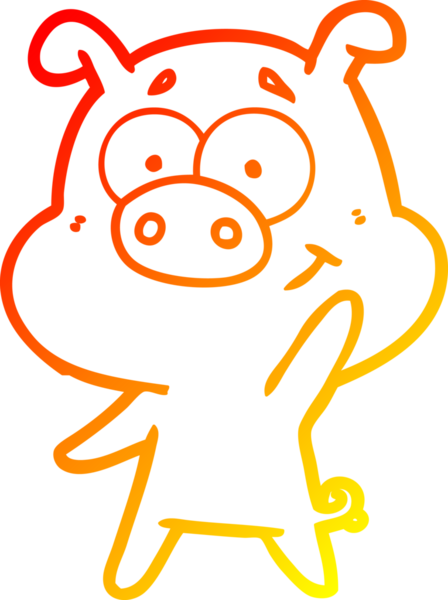 Bir insan tarafından çizilmiş mutlu çizgi film domuzu çizimi.