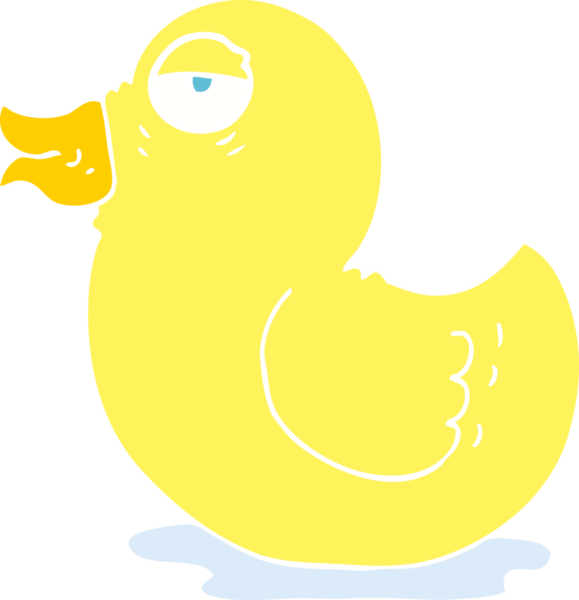 Bir insan tarafından çizilen düz renkli plastik ördek çizimi