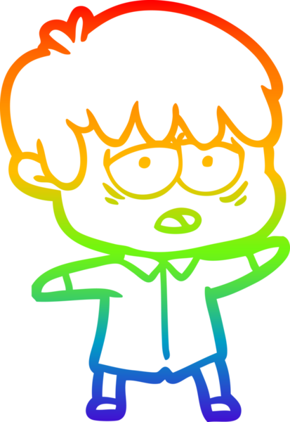 gökkuşağı gradyan çizgi çizimi bir insan tarafından çizilmiş bitkin bir çocuk