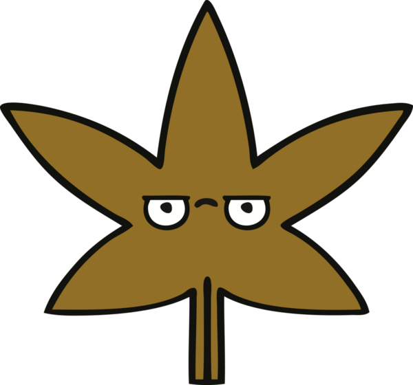 Bir insan tarafından çizilmiş bir sonbahar yaprağının sevimli karikatürü.