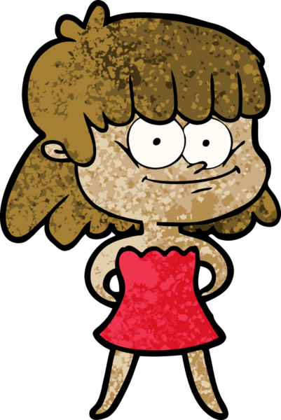 Bir insan tarafından çizilmiş gülümseyen bir kadın.