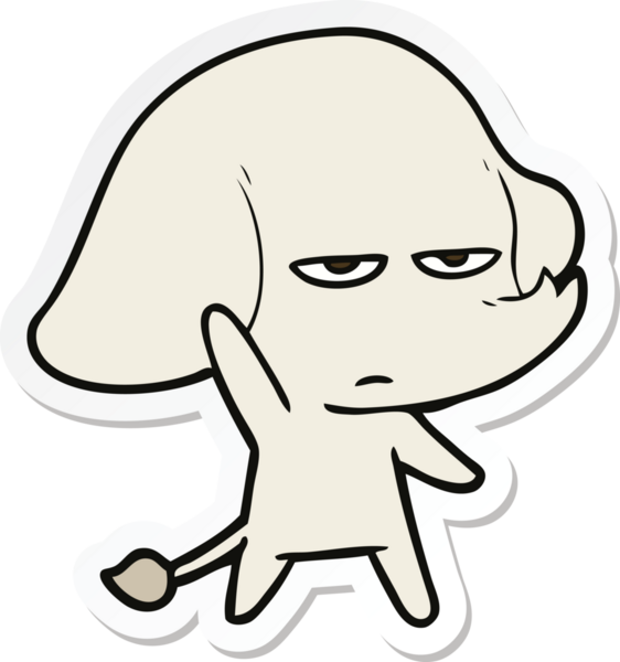 Bir insan tarafından çizilmiş kızgın bir filin çıkartması.