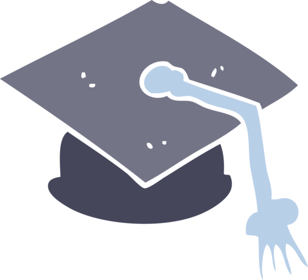 Bir insan tarafından çizilen mezuniyet şapkasının düz renk çizimi