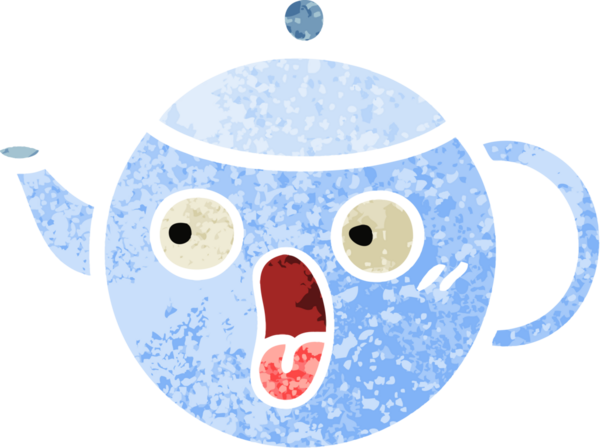 Bir insan tarafından çizilmiş bir çaydanlığın retro çizim tarzı karikatürü