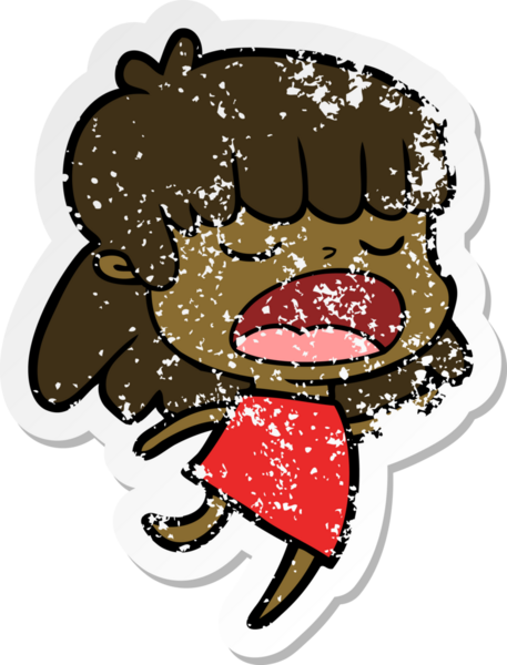 Bir insan tarafından yüksek sesle çizilmiş karikatür kadının sıkıntılı çıkartması.