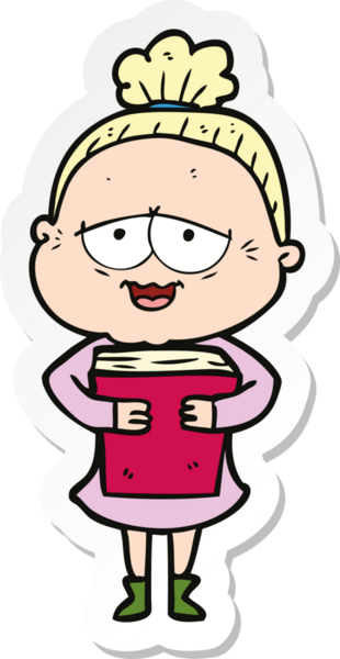 Bir insan tarafından çizilmiş mutlu yaşlı bir kadının çıkartması.