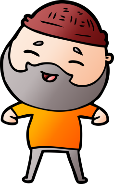 Bir insan tarafından çizilmiş mutlu sakallı bir adam.