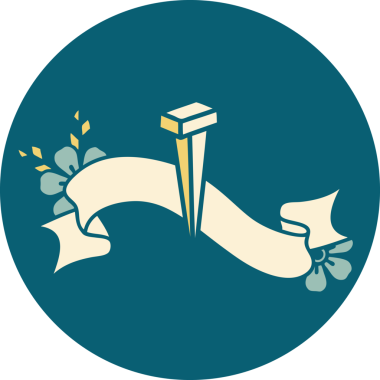 Bir insan tarafından çizilmiş demir çivi sancağıyla dövme stili simgesi