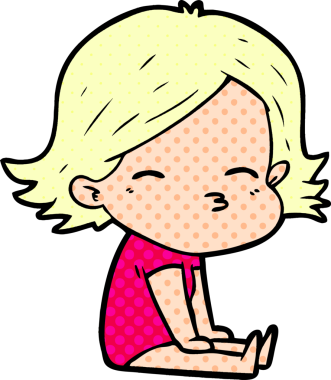 Bir insan tarafından çizilmiş çizgi filmdeki kadın.