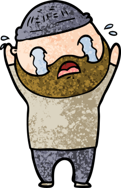 Çizgi film sakallı adam bir insan tarafından çizilmiş ağlıyor.