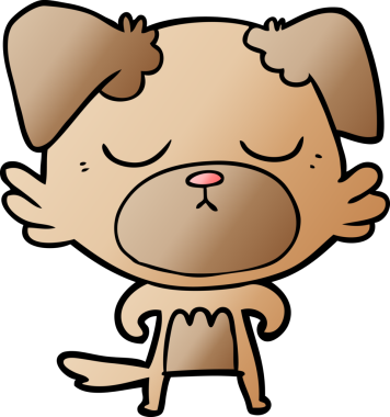 Bir insan tarafından çizilmiş şirin bir çizgi film köpeği.