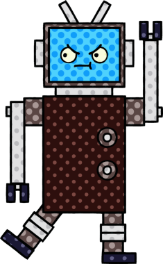 bir insan tarafından çizilmiş bir robotun çizgi roman tarzı