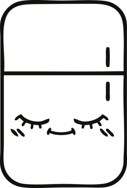 Bir insan tarafından çizilmiş bir buzdolabı karikatürü.