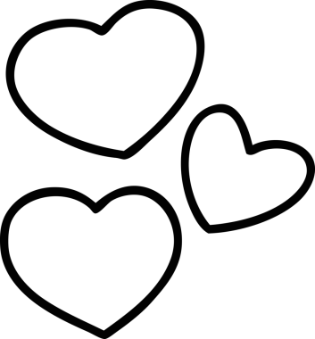 Bir insan tarafından çizilmiş bir dizi aşk kalbi.