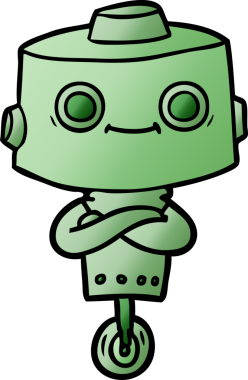 Bir insan tarafından çizilmiş çizgi film robotu