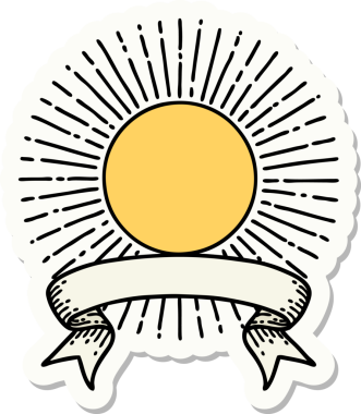 Bir insan tarafından çizilmiş güneş pankartıyla dövme stili.