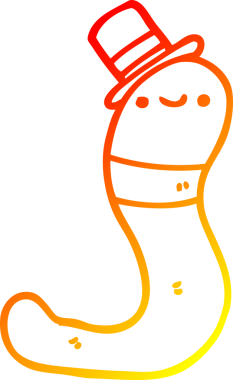 Bir insan tarafından çizilmiş şirin bir solucanın sıcak çizgi çizimi.