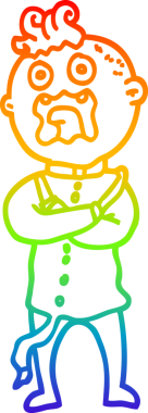 Gökkuşağı gradyanı çizimi bir insan tarafından çizilmiş deli bir çizgi film.