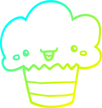 Bir insan tarafından çizilmiş soğuk gradyan bir çizgi film keki çizimi