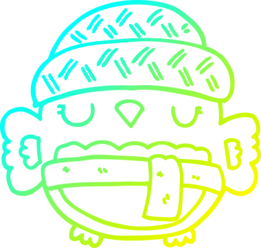 Bir insan tarafından çizilmiş şapkalı sevimli bir baykuş çizimi.