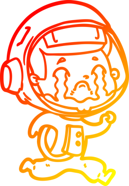 Bir insan tarafından çizilmiş, ağlayan bir astronotun sıcak çizgi çizimi