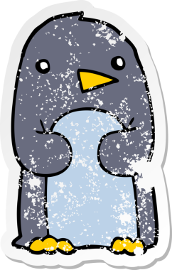 Bir insan tarafından çizilmiş karikatür pengueninin sıkıntılı çıkartması.