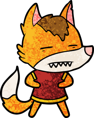 Bir insan tarafından çizilmiş tilki çizgi film karakteri