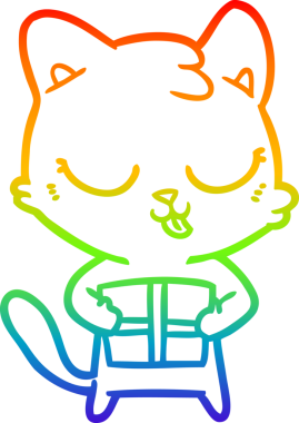 Gökkuşağı gradyan çizgisi bir insan tarafından çizilmiş şirin bir çizgi kedi çizimi