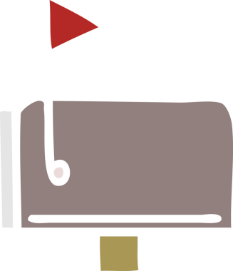 Bir insan tarafından çizilmiş bir posta kutusunun düz renk retro karikatürü