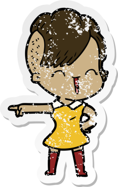 Bir insan tarafından çizilmiş mutlu bir hippi kızın sıkıntılı çıkartması.