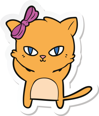 Bir insan tarafından çizilmiş şirin bir çizgi film kedisinin çıkartması.