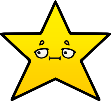 Bir insan tarafından çizilmiş altın yıldızın gölgeli karikatürü