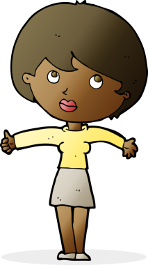 Çizgi filmdeki kadın bir insan tarafından çizilmiş.