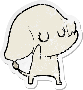 Bir insan tarafından çizilmiş şirin bir filin sıkıntılı çıkartması