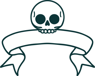 Bir insan tarafından çizilmiş geleneksel bir kafatası dövmesi.