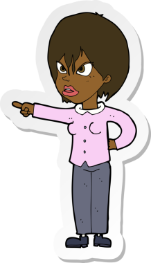 Bir insan tarafından çizilmiş bir karikatür kadının çıkartması.