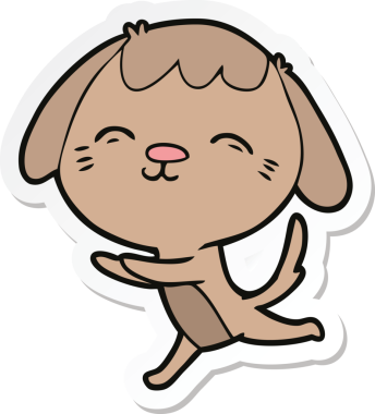 Bir insan tarafından çizilmiş mutlu bir köpeğin çıkartması.