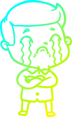 Bir insan tarafından çizilmiş ağlayan bir çizgi film karakteri çizimi.