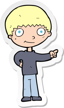 Bir insan tarafından çizilmiş mutlu bir çocuğun çıkartması.