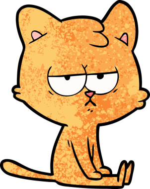 Bir insan tarafından çizilmiş sıkıcı çizgi film kedisi.