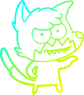 Bir insan tarafından çizilmiş sırıtan bir tilkinin soğuk çizgi çizimi