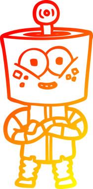 Bir insan tarafından çizilmiş mutlu bir çizgi robot çizimi