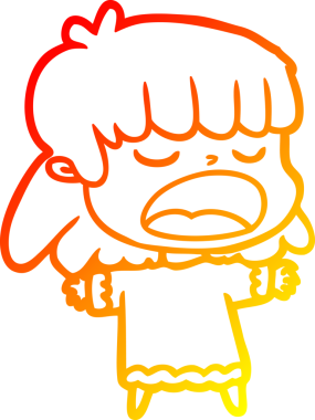 Bir insan tarafından yüksek sesle çizilmiş bir çizgi film kadını çizimi.