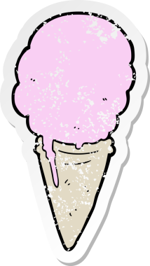 Bir insan tarafından çizilmiş karikatür dondurmasının sıkıntılı çıkartması.